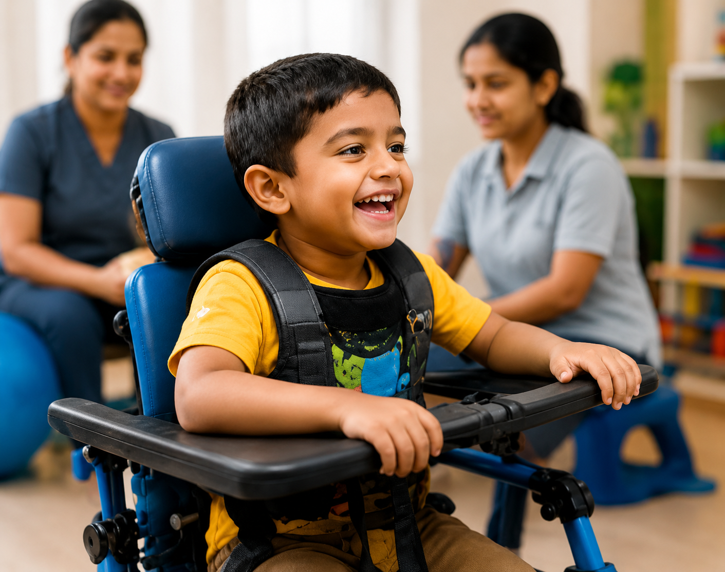 A smiling child during therapy